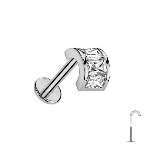 Piercing Labret Push In Style Zircônia Aço 316L